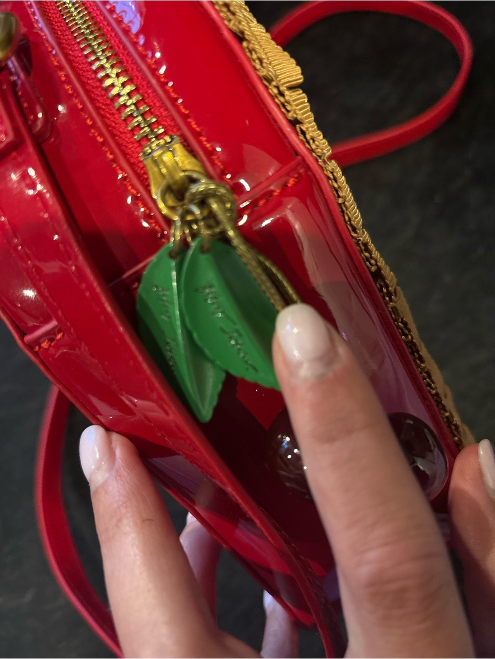 Betsey Johnson Heart-Shaped Woven Straw Crossbody Bag with Cherry Accent - Red - Picture 9 of 9